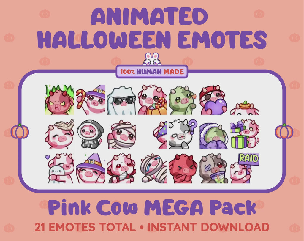 Pink Cow Emotes - Halloween MEGA Pack (Animated & Static)