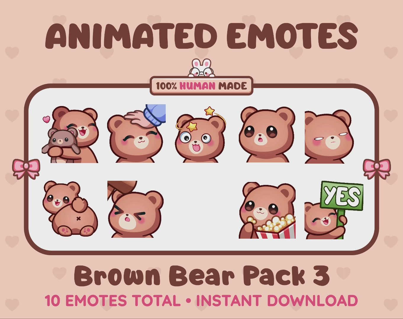 Brown Bear Emotes - Pack 3 (Animated & Static)