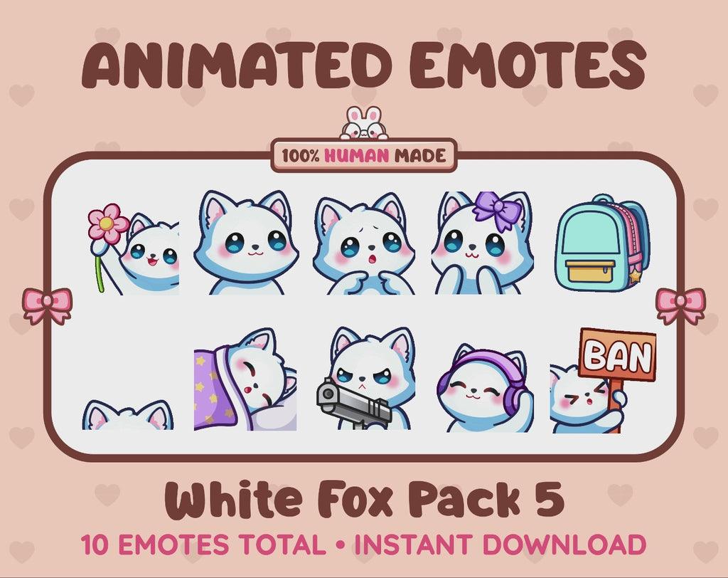 White Fox Emotes - Pack 5 (Animated & Static)