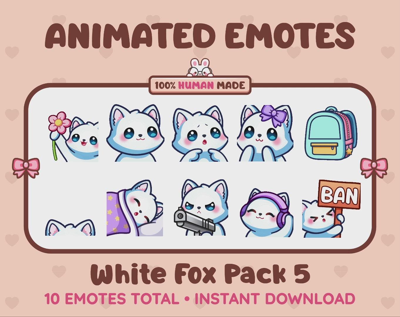White Fox Emotes - Pack 5 (Animated & Static)