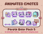 Purple Bear Emotes - Pack 5 (Animated & Static)