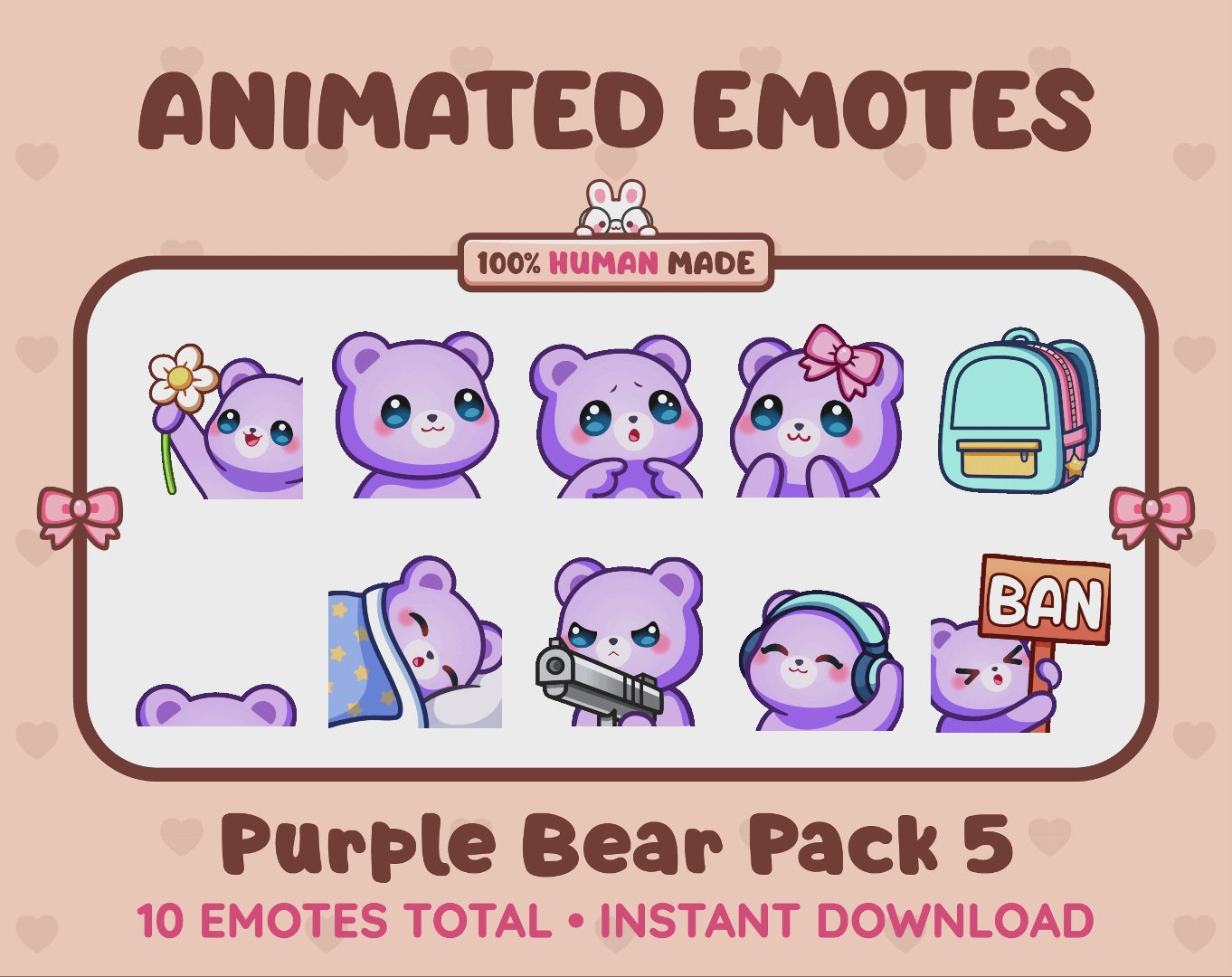 Purple Bear Emotes - Pack 5 (Animated & Static)