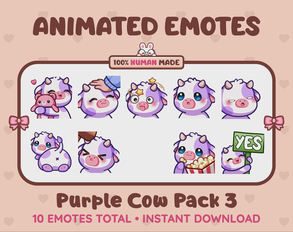 Purple Cow Emotes - Pack 3 (Animated & Static)