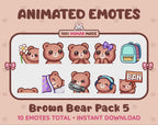 Brown Bear Emotes - Pack 5 (Animated & Static)