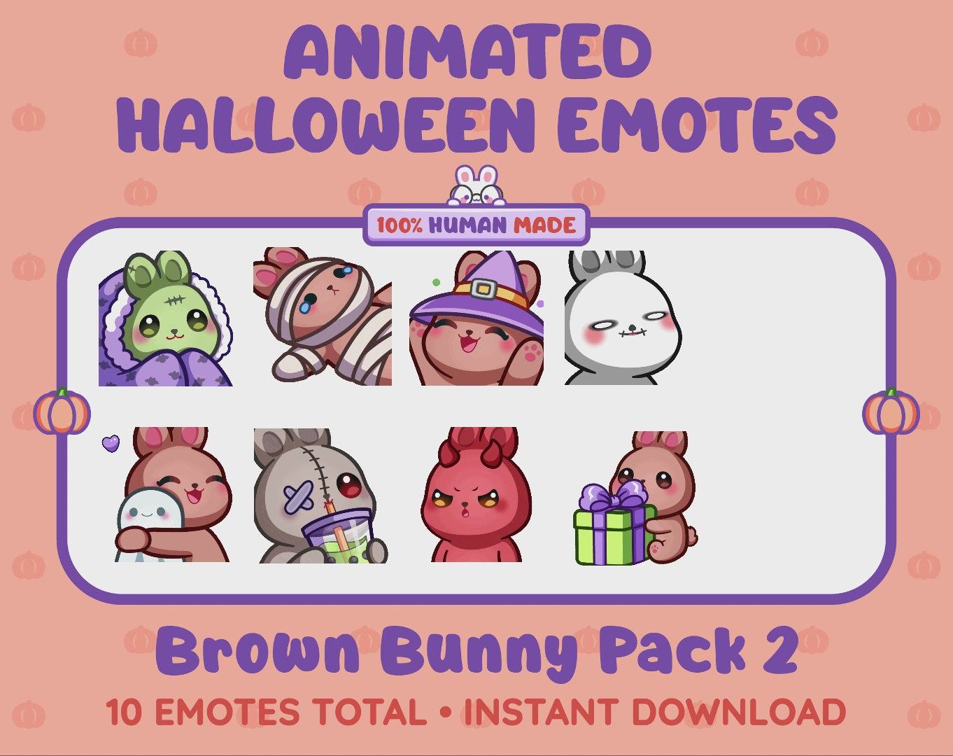 Brown Bunny Emotes - Halloween Pack 2 (Animated & Static)
