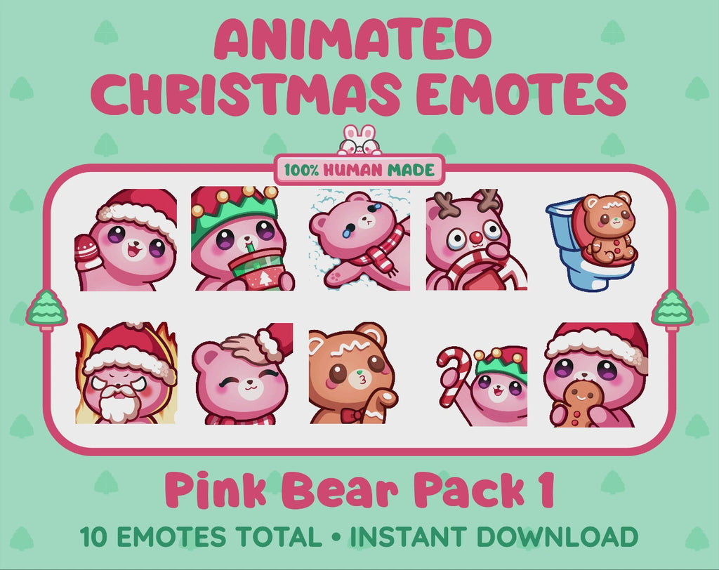 Pink Bear Emotes - Christmas Pack 1 (Animated & Static)