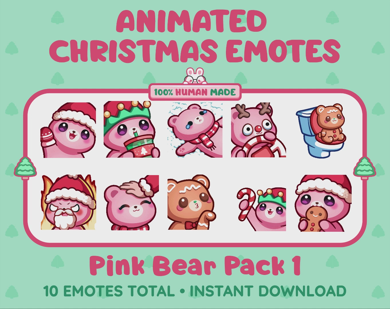 Pink Bear Emotes - Christmas Pack 1 (Animated & Static)