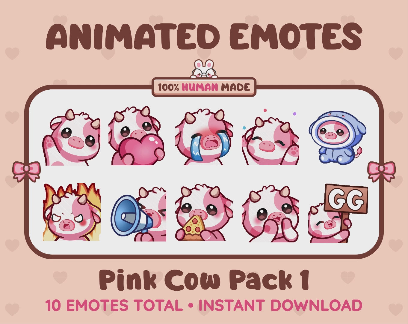 Pink Cow Emotes - Pack 1 (Animated & Static)
