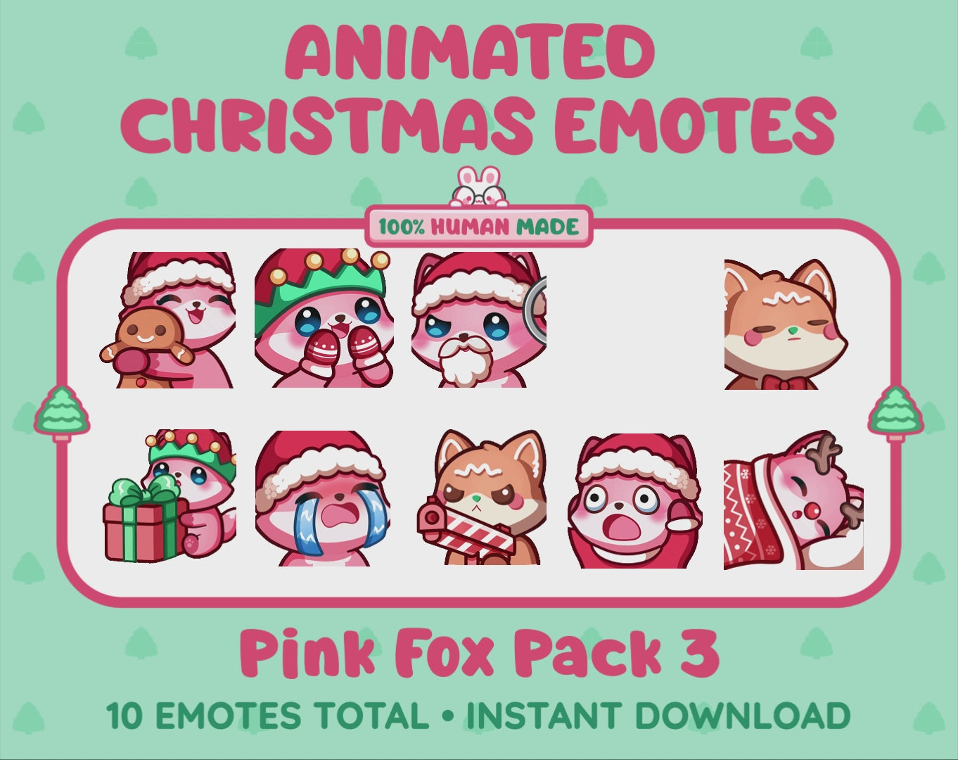 Pink Fox Emotes - Christmas Pack 3 (Animated & Static)