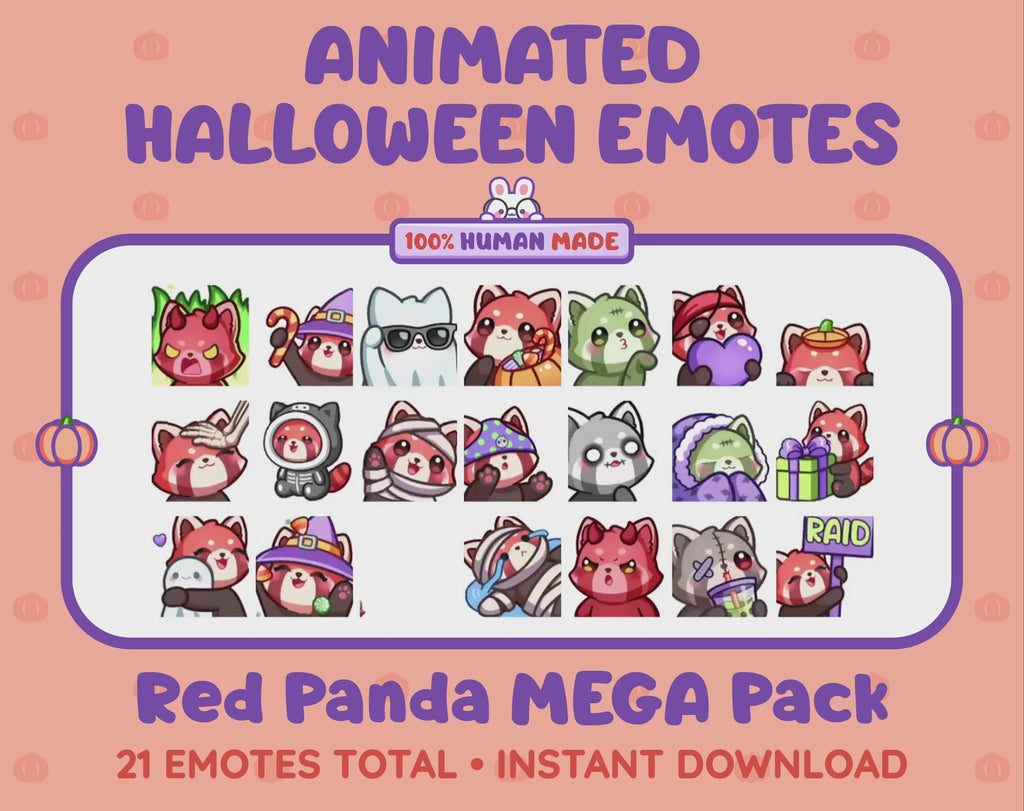 Red Panda Emotes - Halloween MEGA Pack (Animated & Static)