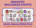 White Bunny Emotes - Halloween MEGA Pack (Animated & Static)