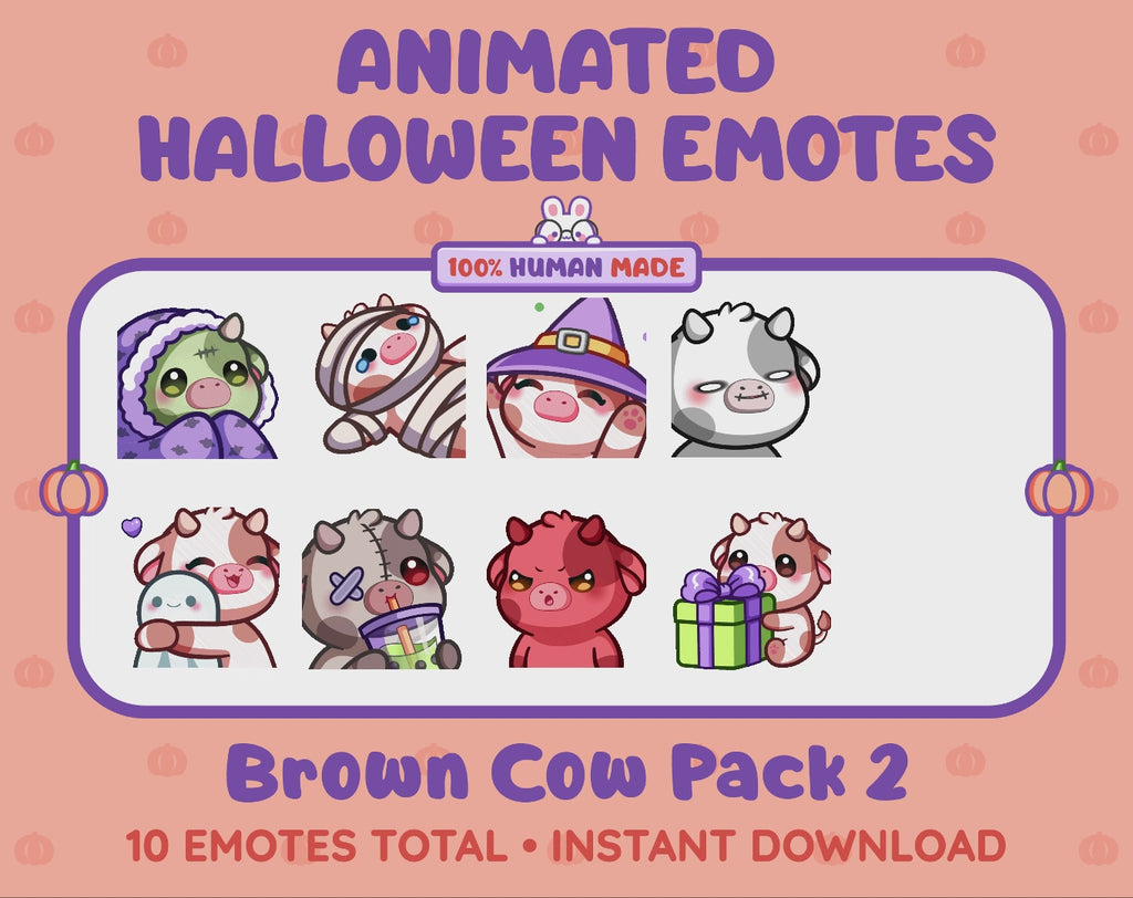 Brown Cow Emotes - Halloween Pack 2 (Animated & Static)