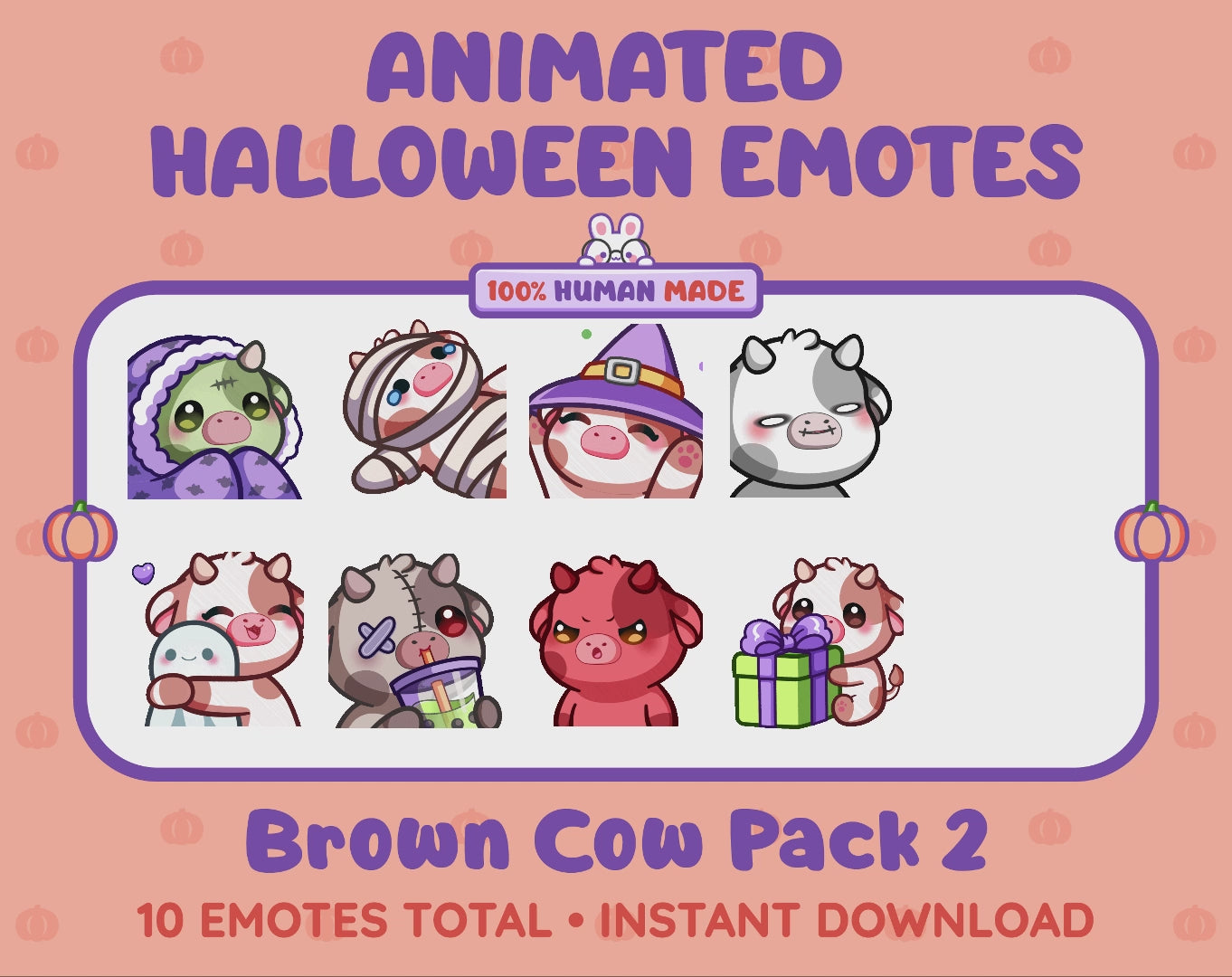 Brown Cow Emotes - Halloween Pack 2 (Animated & Static)