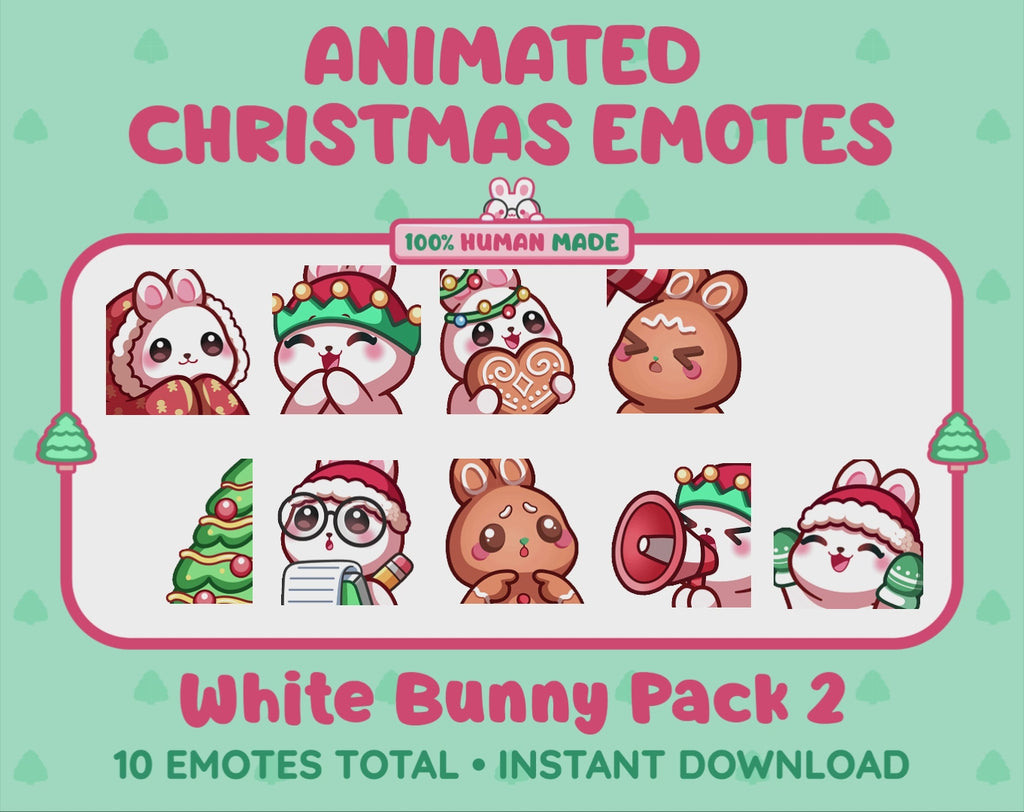 White Bunny Emotes - Christmas Pack 2 (Animated & Static)