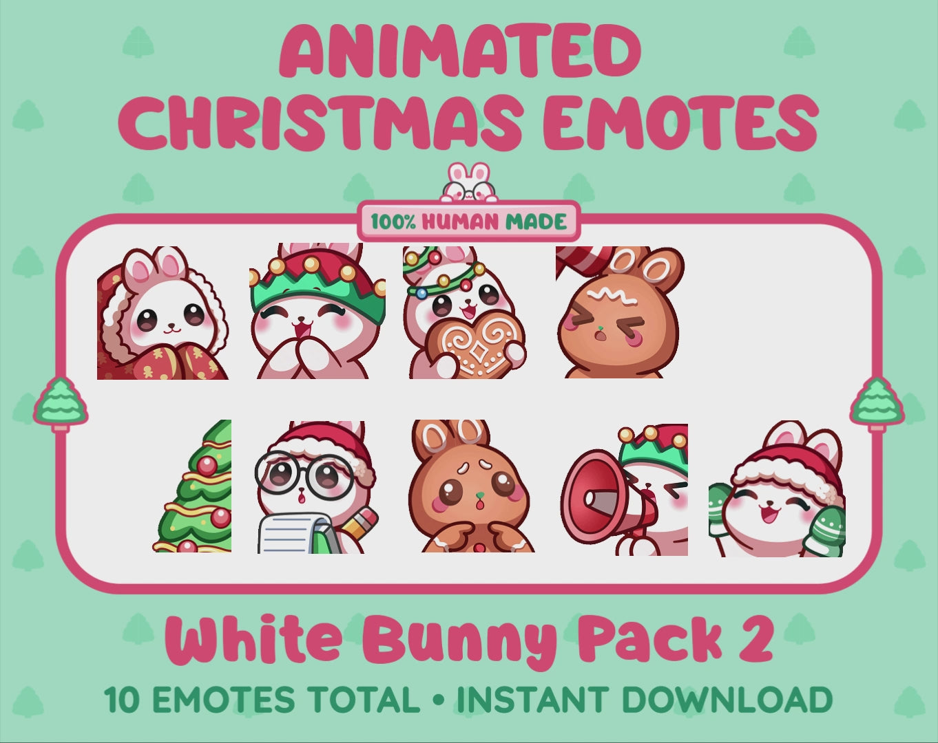 White Bunny Emotes - Christmas Pack 2 (Animated & Static)