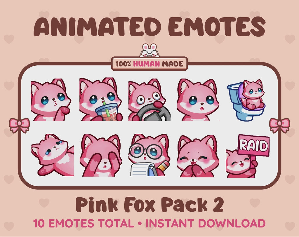 Pink Fox Emotes - Pack 2 (Animated & Static)