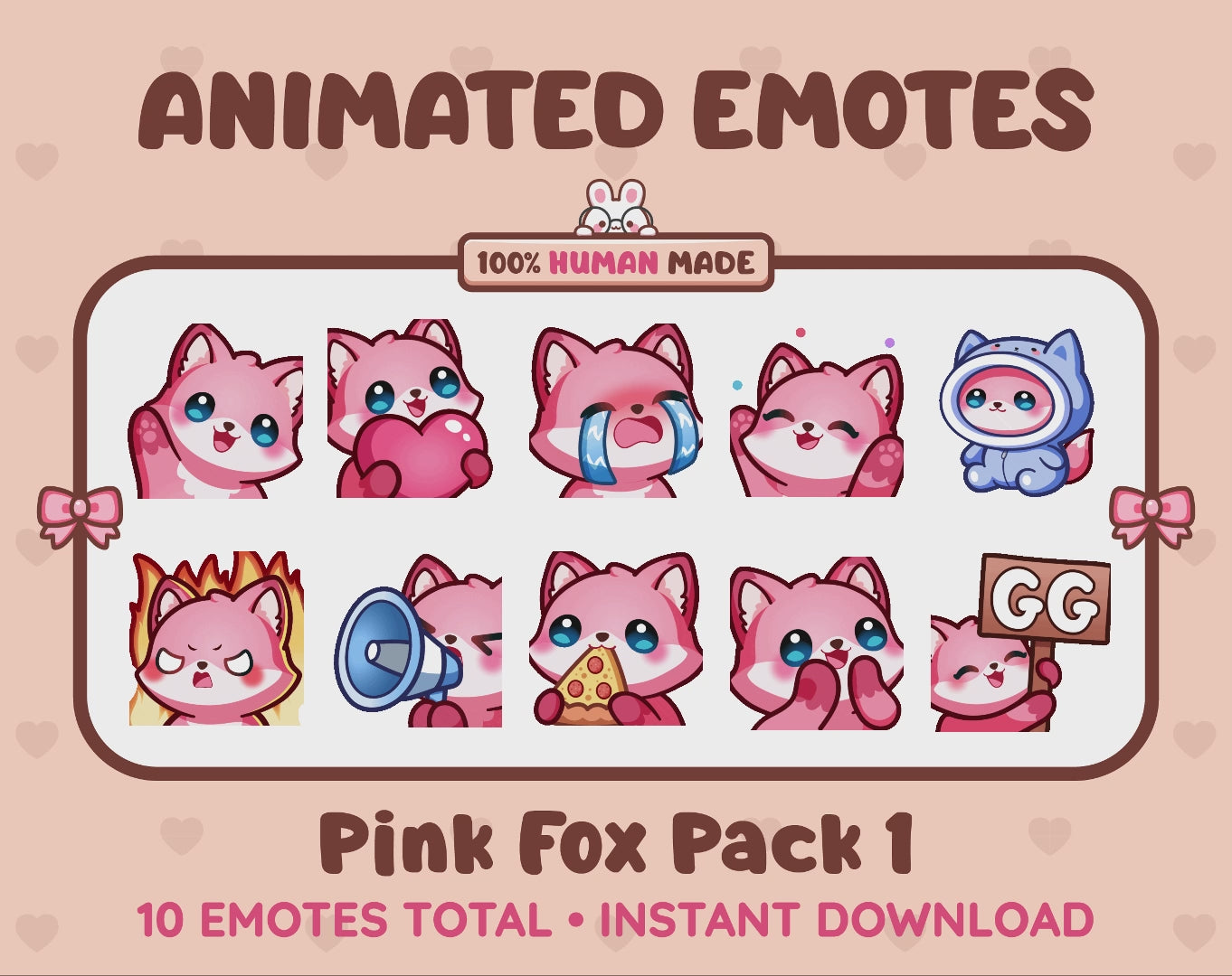 Pink Fox Emotes - Pack 1 (Animated & Static)