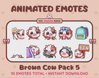 Brown Cow Emotes - Pack 5 (Animated & Static)