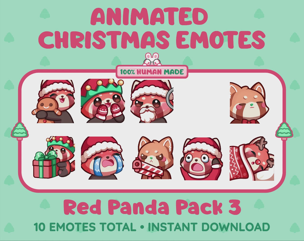 Red Panda Emotes - Christmas Pack 3 (Animated & Static)