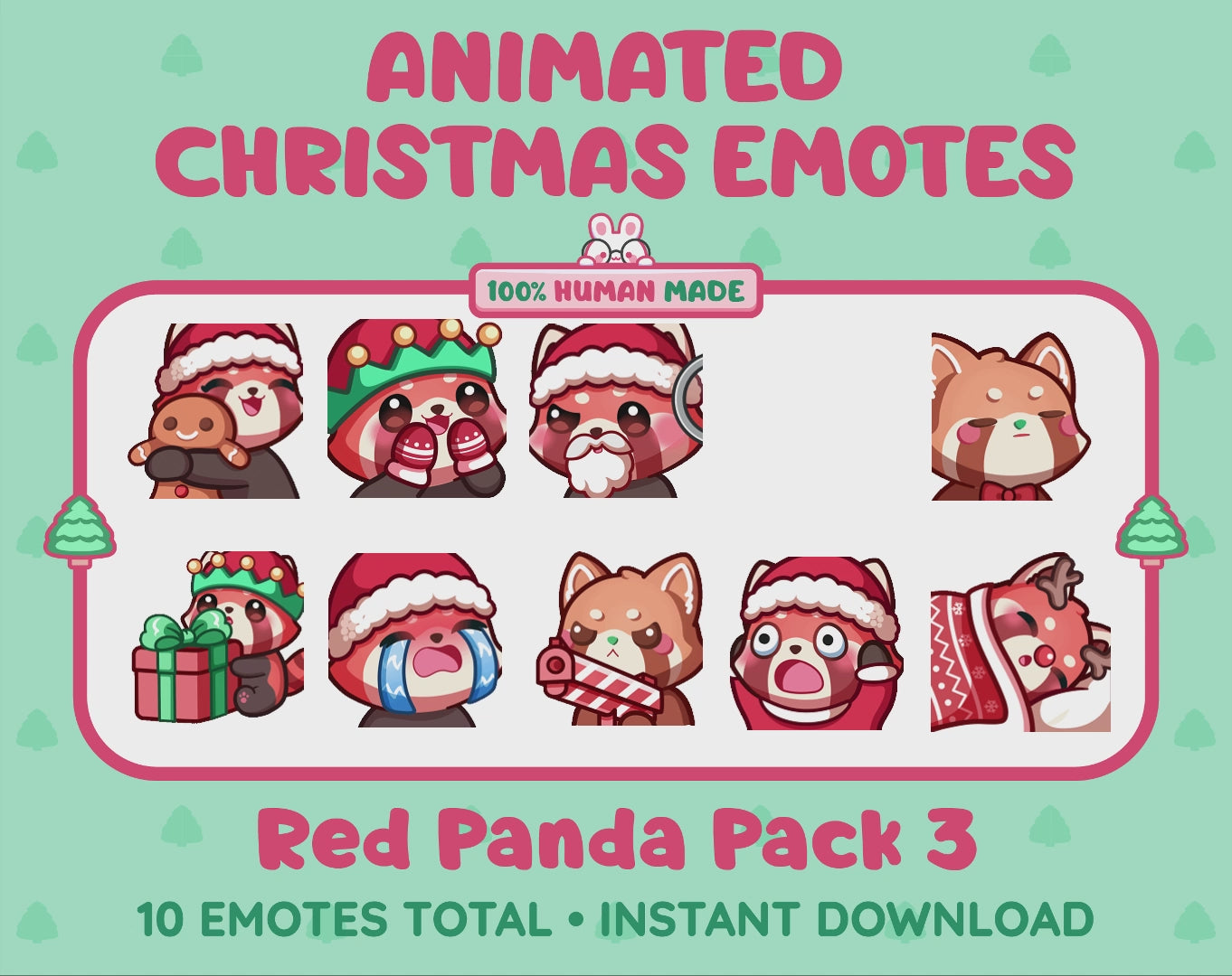 Red Panda Emotes - Christmas Pack 3 (Animated & Static)