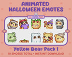 Yellow Bear Emotes - Halloween Pack 1 (Animated & Static)