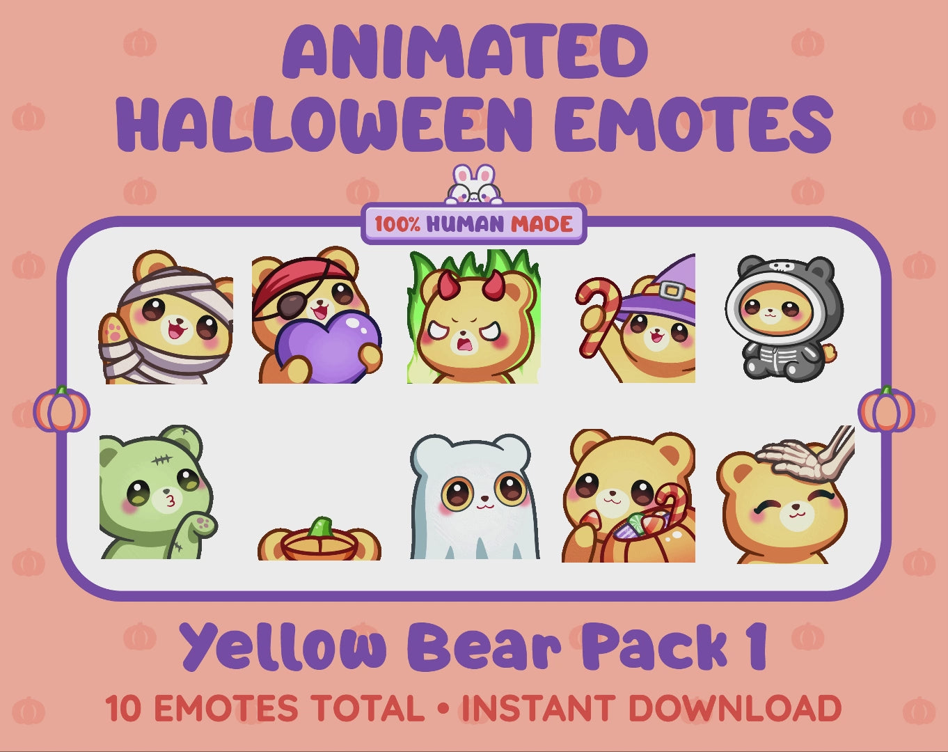 Yellow Bear Emotes - Halloween Pack 1 (Animated & Static)