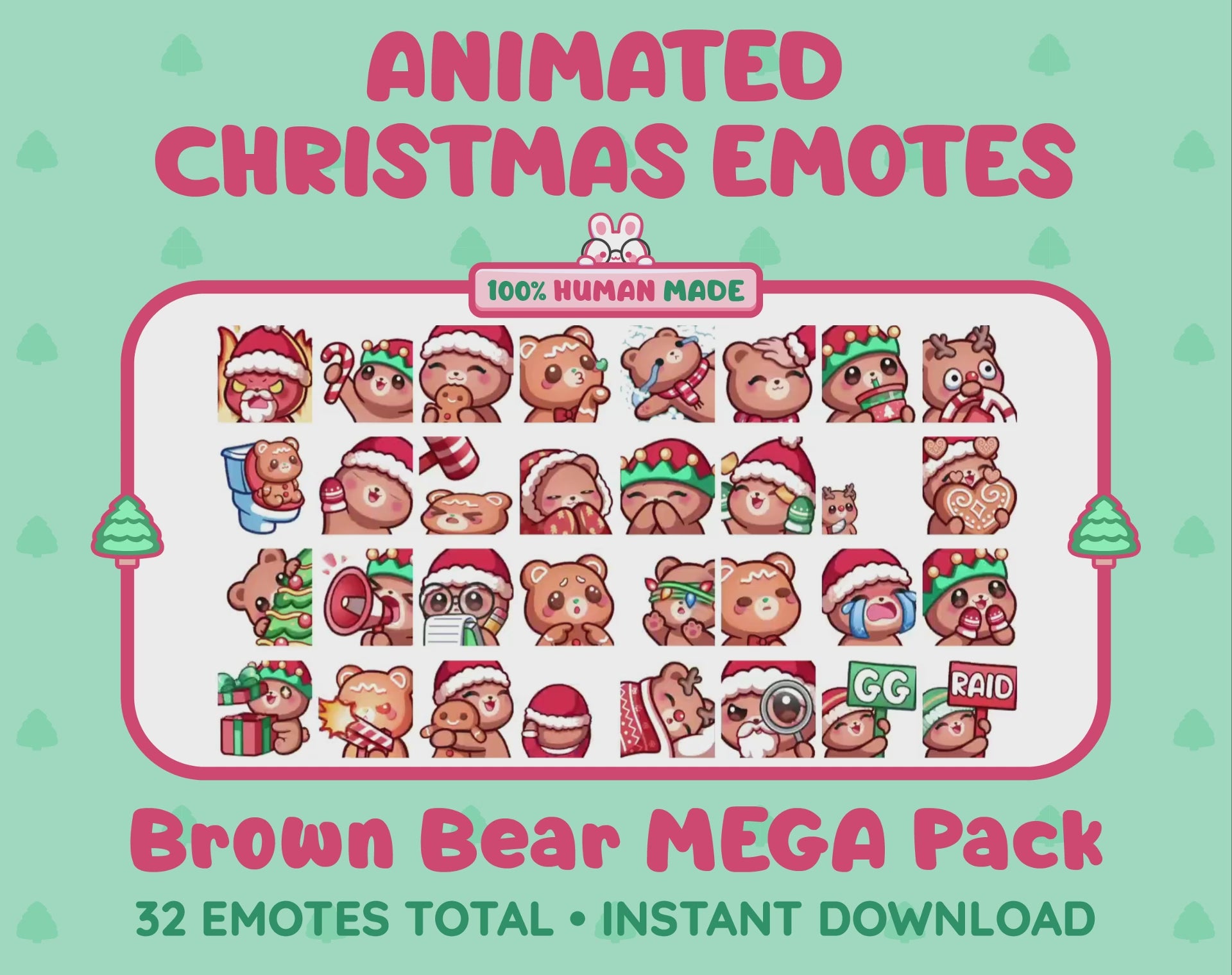 Brown Bear Emotes - Christmas MEGA Pack (Animated & Static)