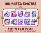 Purple Bear Emotes - Pack 1 (Animated & Static)