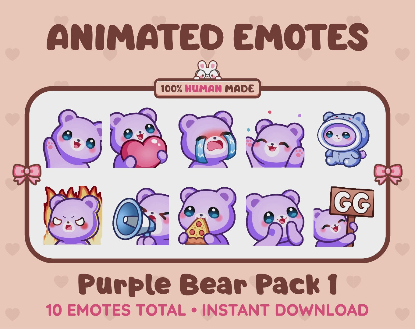 Purple Bear Emotes - Pack 1 (Animated & Static)