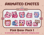 Pink Bear Emotes - Pack 1 (Animated & Static)
