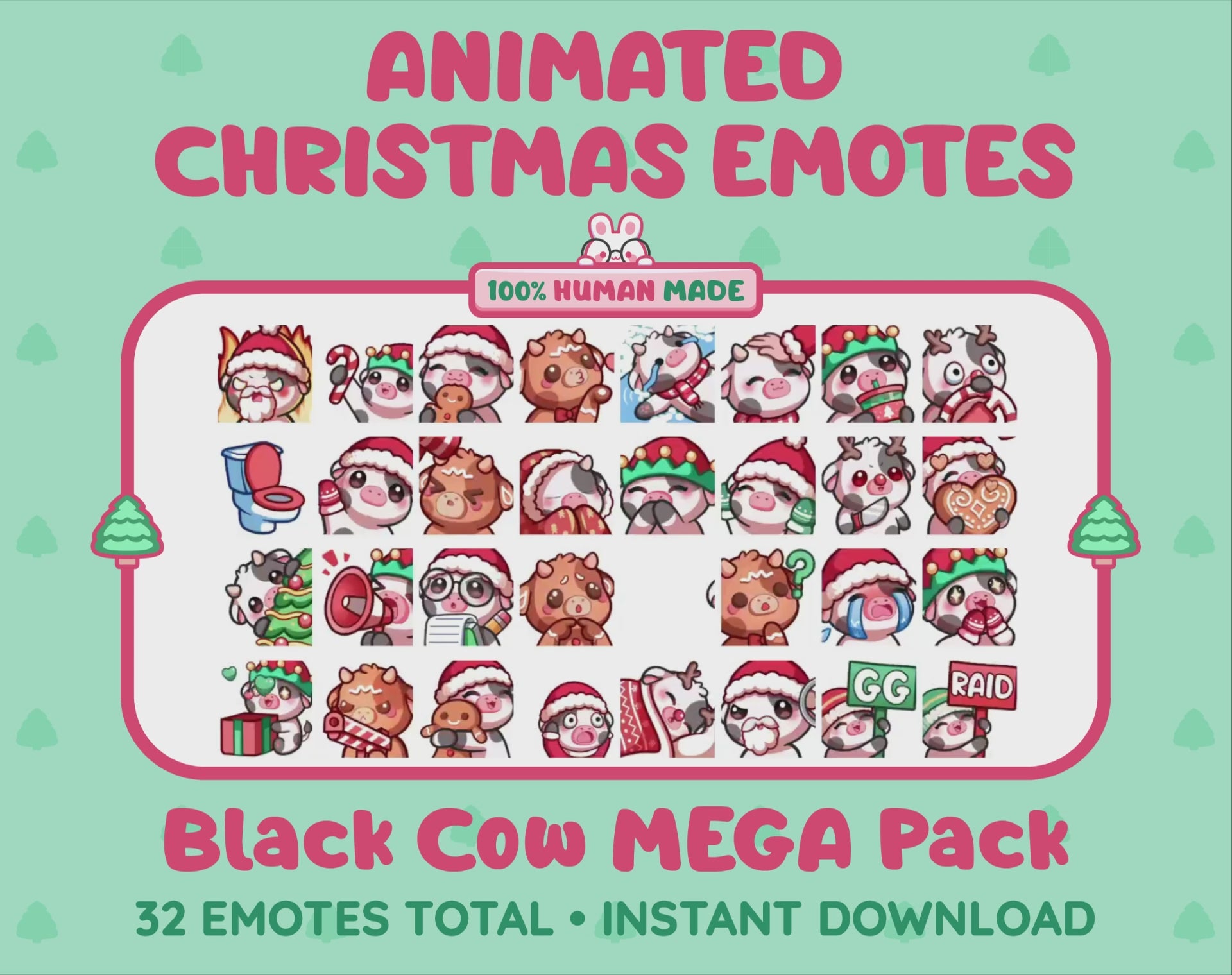 Black Cow Emotes - Christmas MEGA Pack (Animated & Static)