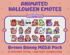 Brown Bunny Emotes - Halloween MEGA Pack (Animated & Static)