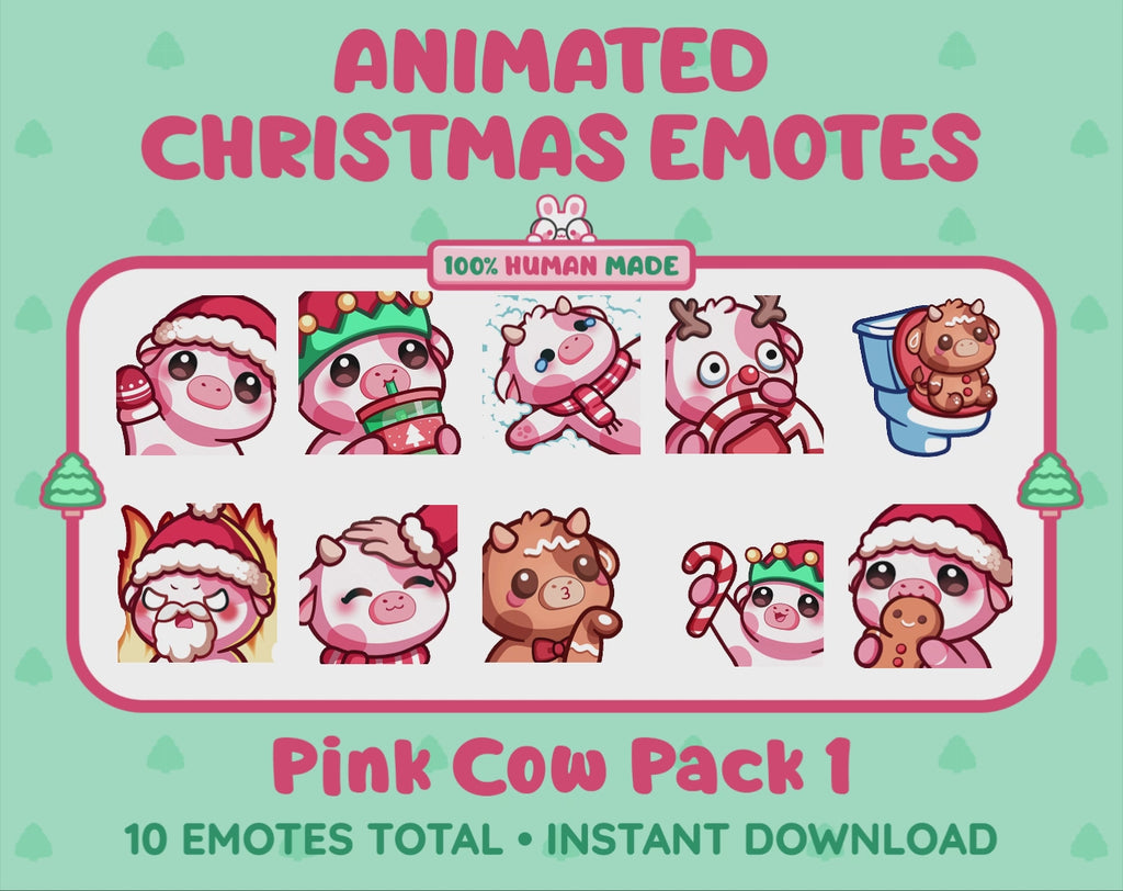 Pink Cow Emotes - Christmas Pack 1 (Animated & Static)