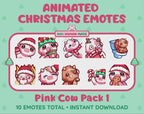 Pink Cow Emotes - Christmas Pack 1 (Animated & Static)