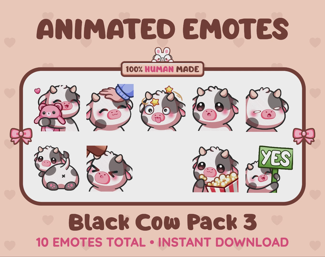 Black Cow Emotes - Pack 3 (Animated & Static)
