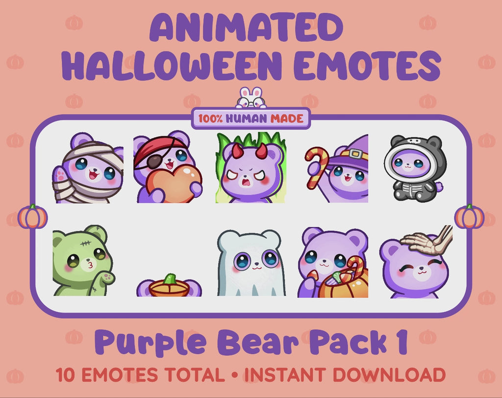 Purple Bear Emotes - Halloween Pack 1 (Animated & Static)