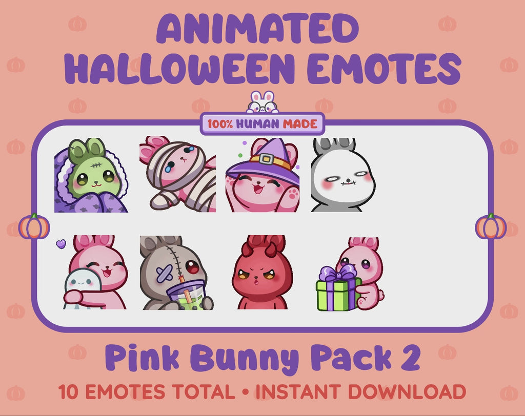 Pink Bunny Emotes - Halloween Pack 2 (Animated & Static)