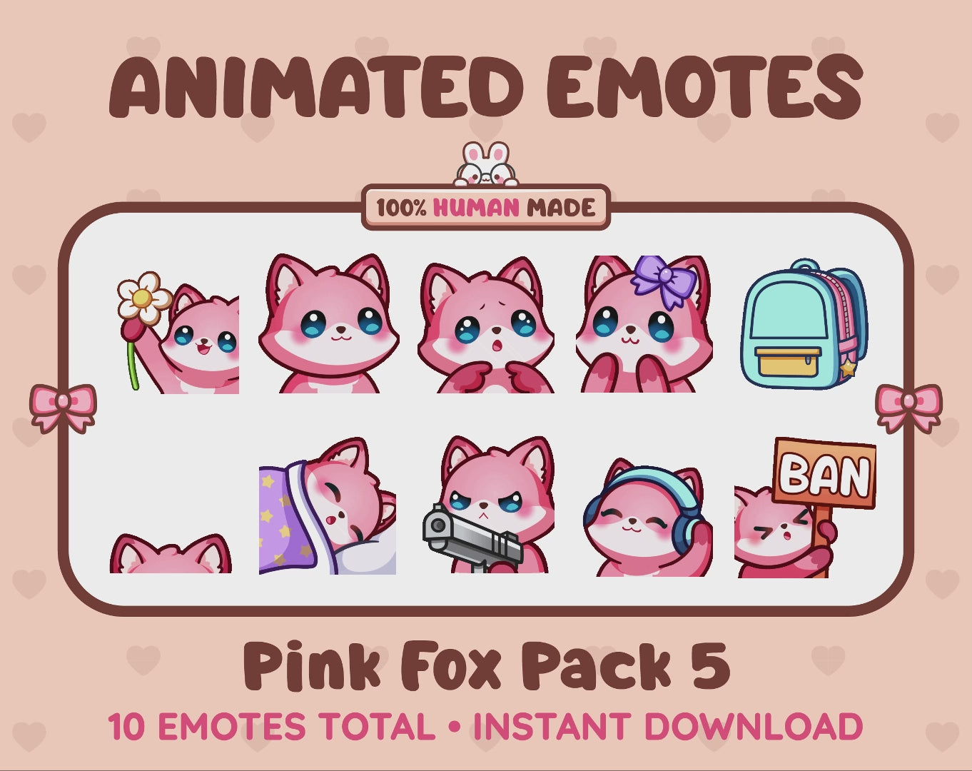 Pink Fox Emotes - Pack 5 (Animated & Static)