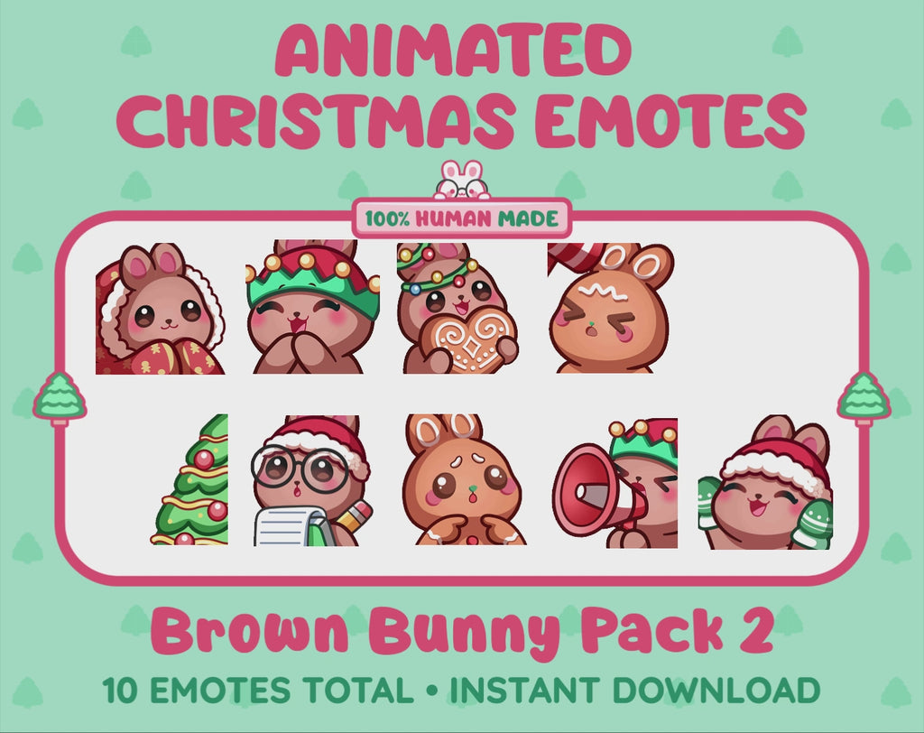 Brown Bunny Emotes - Christmas Pack 2 (Animated & Static)