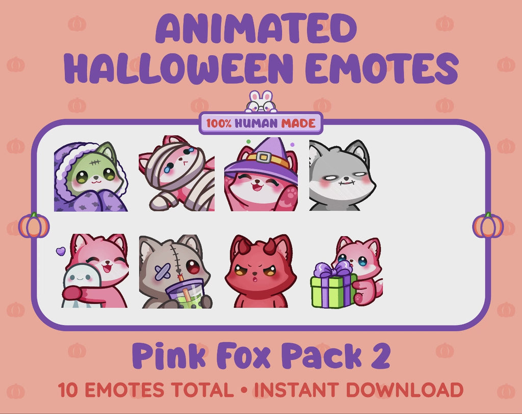 Pink Fox Emotes - Halloween Pack 2 (Animated & Static)