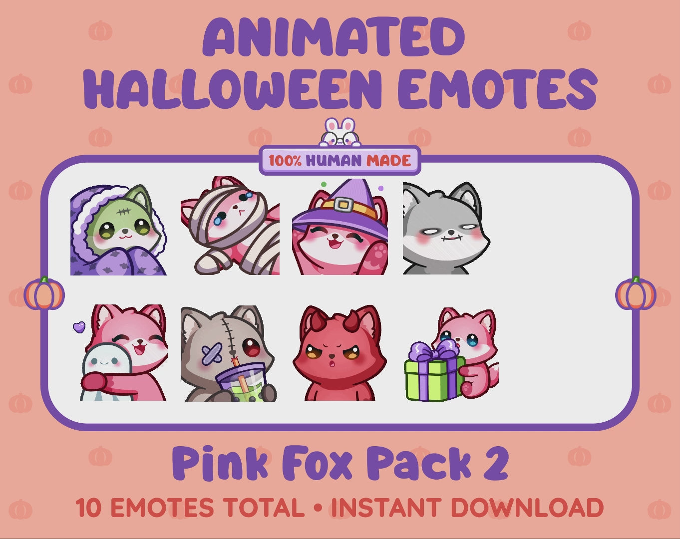 Pink Fox Emotes - Halloween Pack 2 (Animated & Static)