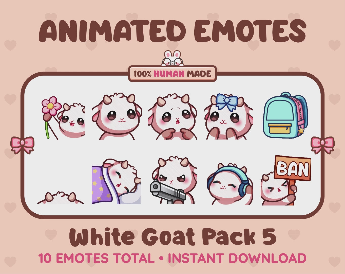 White Goat Emotes - Pack 5 (Animated & Static)