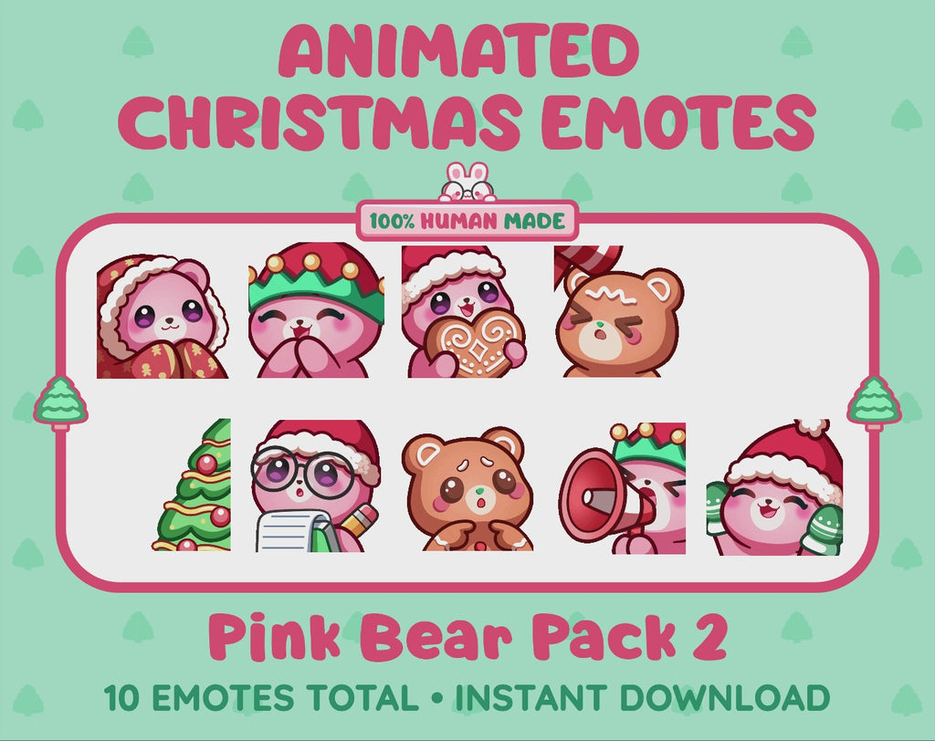 Pink Bear Emotes - Christmas Pack 2 (Animated & Static)
