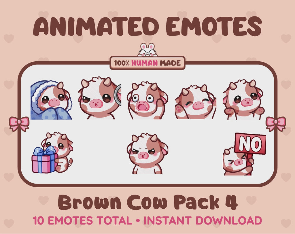 Brown Cow Emotes - Pack 4 (Animated & Static)