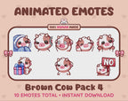 Brown Cow Emotes - Pack 4 (Animated & Static)