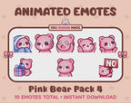 Pink Bear Emotes - Pack 4 (Animated & Static)