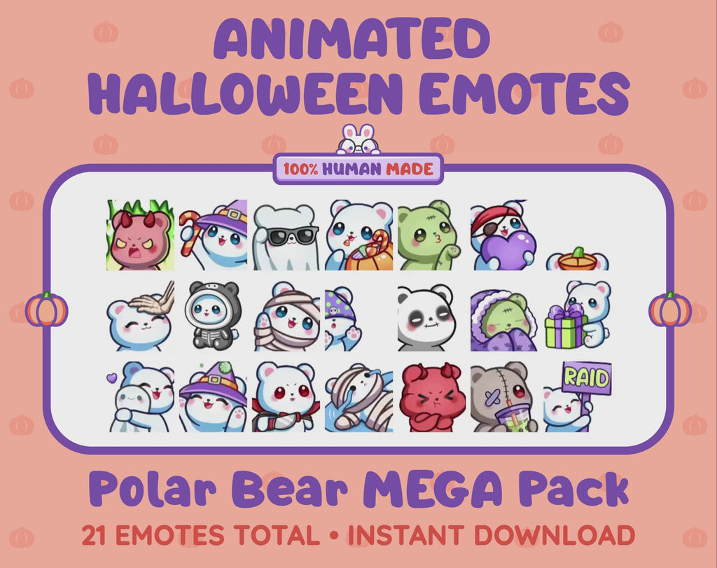 Polar Bear Emotes - Halloween MEGA Pack (Animated & Static)