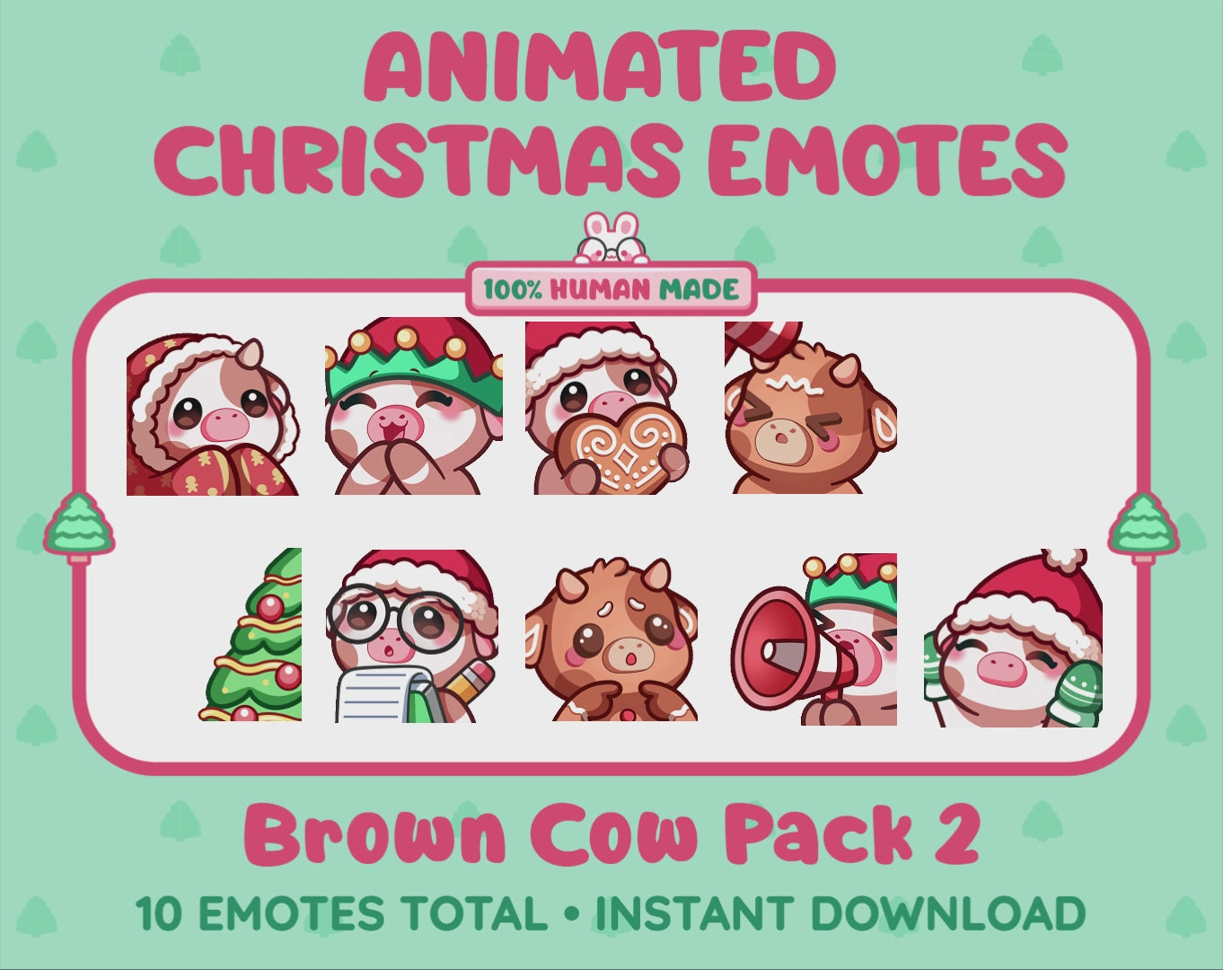 Brown Cow Emotes - Christmas Pack 2 (Animated & Static)