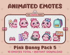 Pink Bunny Emotes - Pack 5 (Animated & Static)