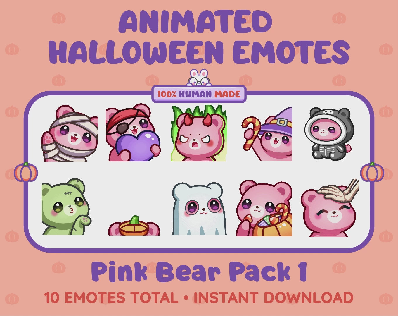 Pink Bear Emotes - Halloween Pack 1 (Animated & Static)
